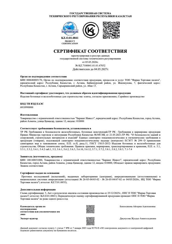 Изделия бетонные и железобетонные для строительства: плиты